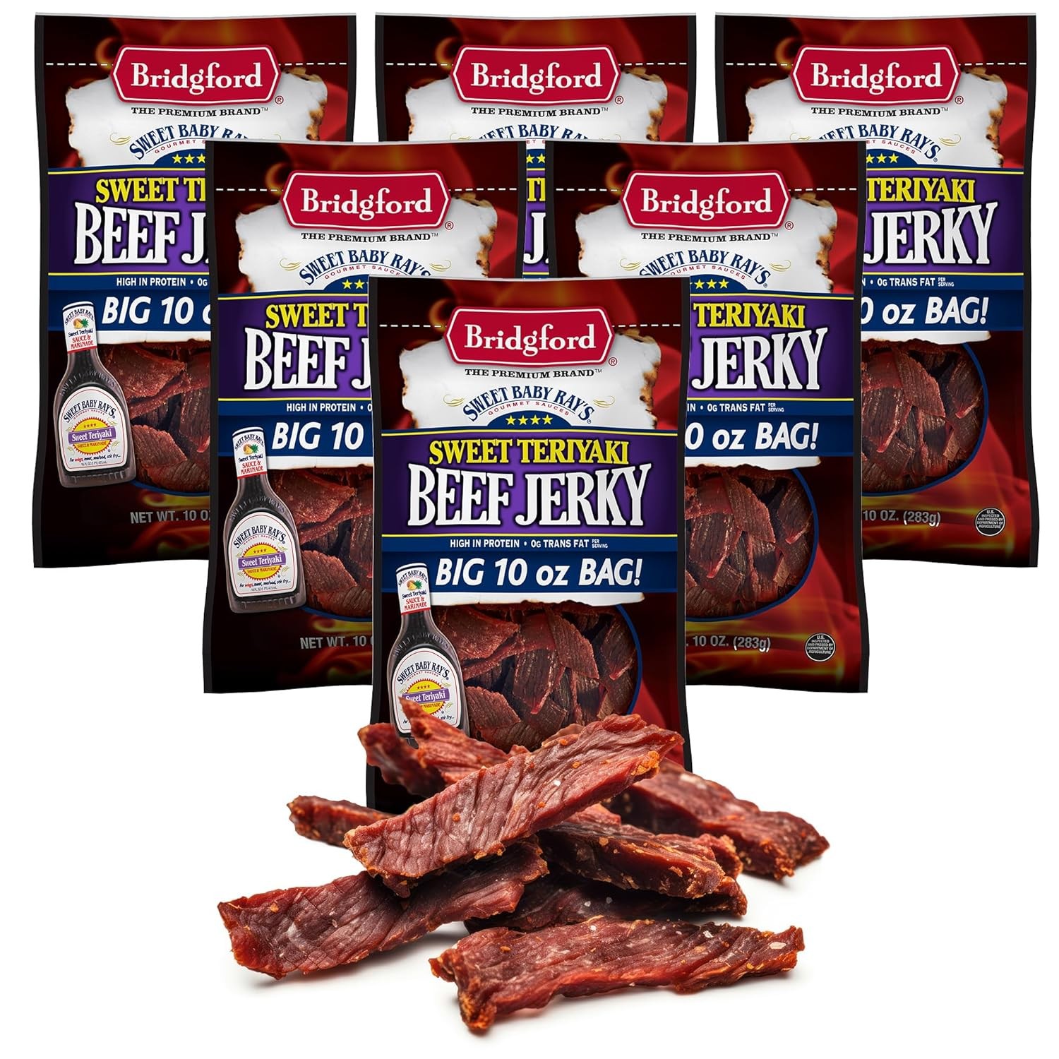 Bridgford – SBR – Beef Jerky – Sweet Teriyaki – 10 oz – Pack of 6