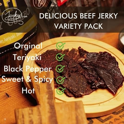 Beef Jerky Sampler Pack – 5 Flavors, Premium Meat Snack, No MSG, Gift for Men