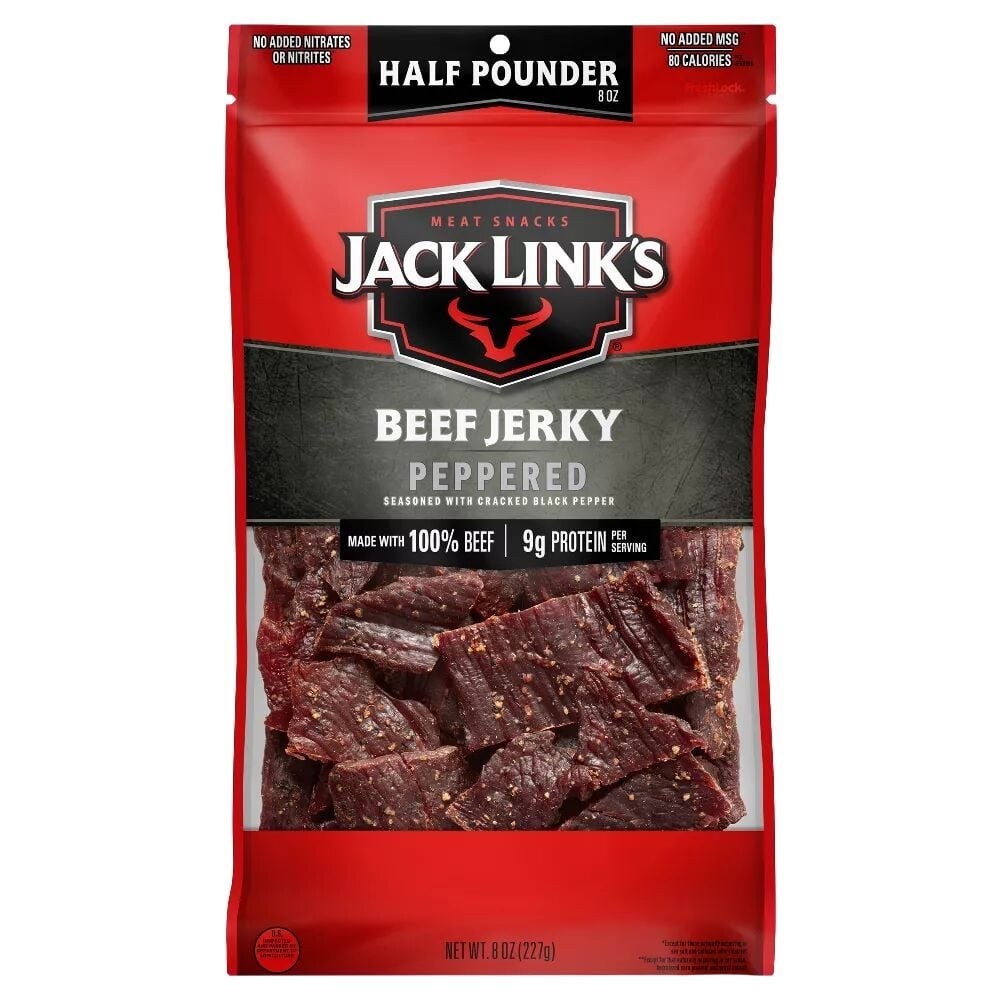 Jack Link’s Beef Jerky Peppered Half Pounder Large Jerky Bag 8 oz expire 3/21/27