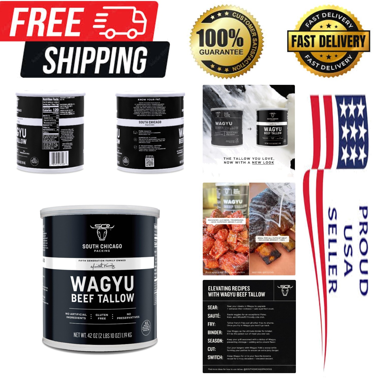 Wagyu Beef Tallow – 42 oz Gluten-Free, High-Heat Cooking Essential