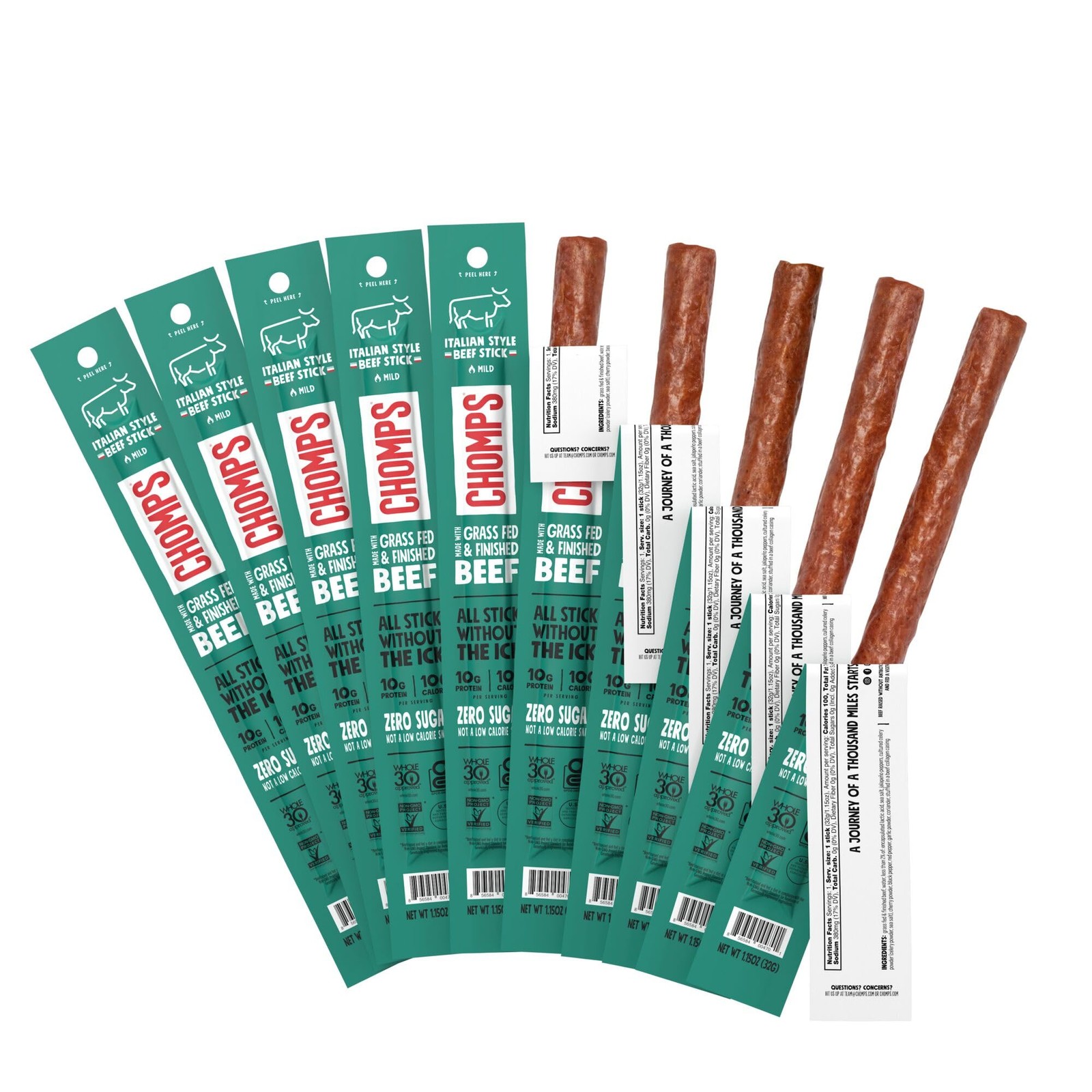 Grass-Fed Italian Beef Jerky Sticks – Keto, Paleo, Whole30, 10g Protein, Glut…