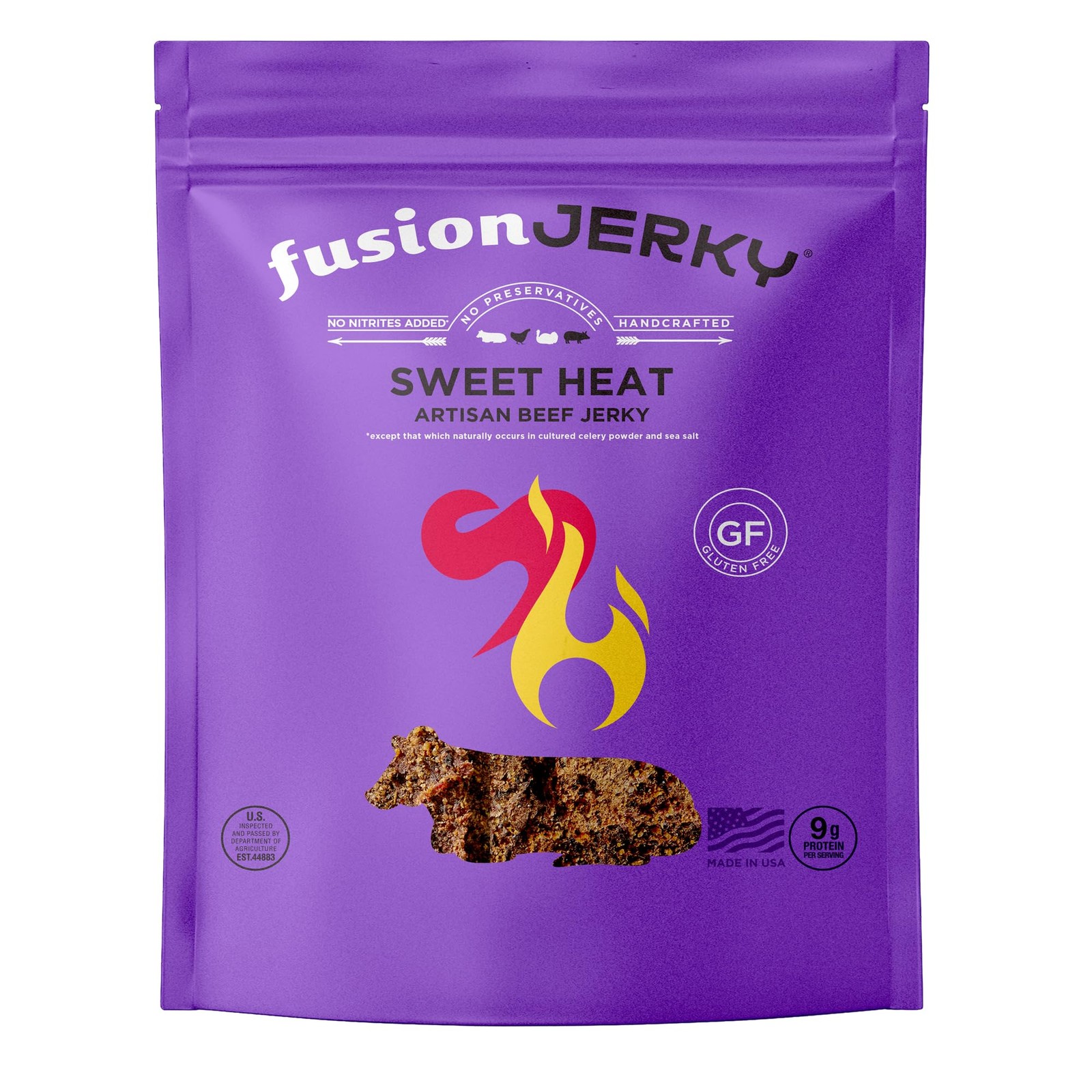 (Pack of 8) Fusion Jerky Sweet Heat Beef Jerky Natural Grocery Meat Jerky 2.5 Oz