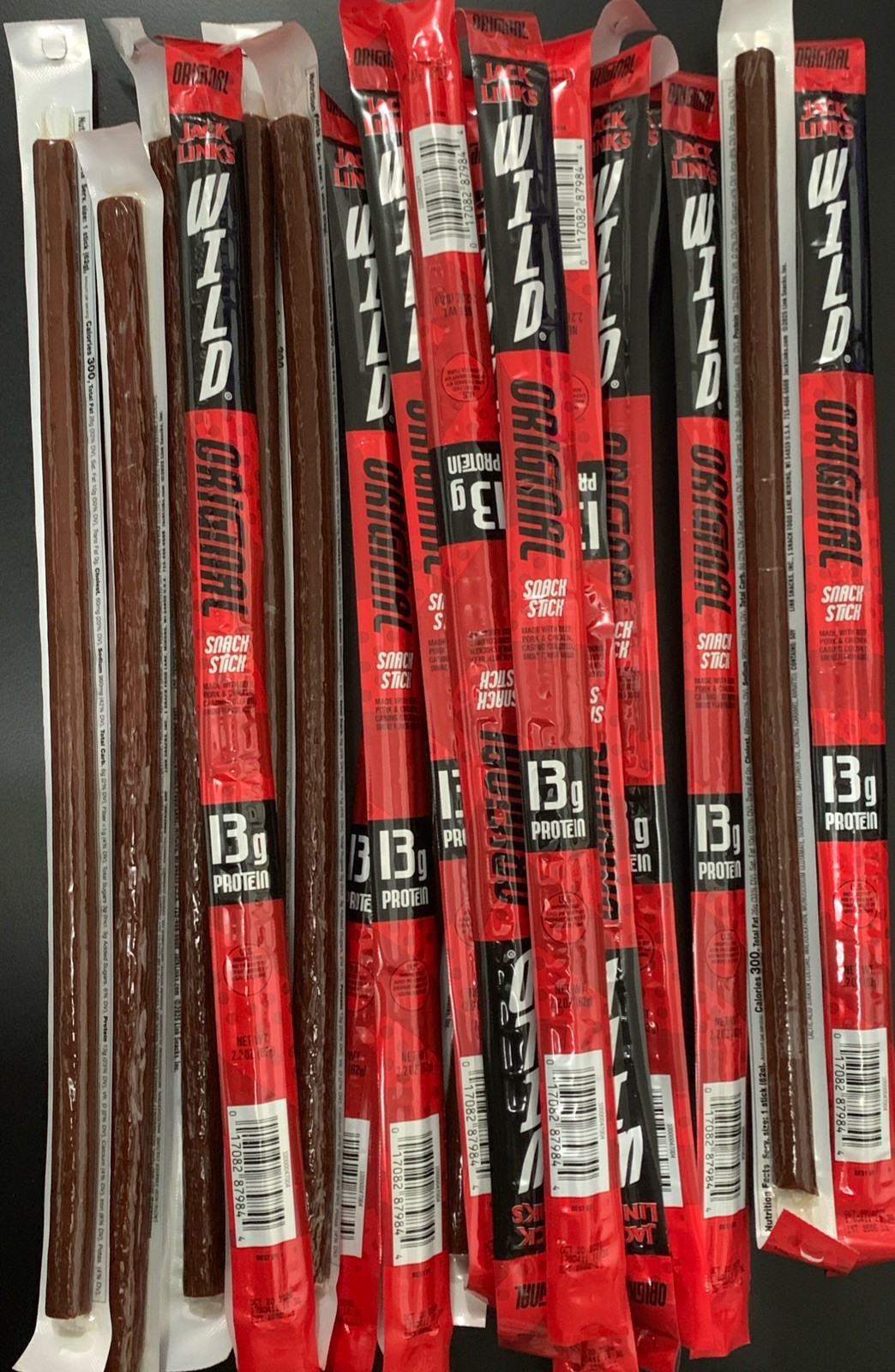 20 Sticks Jack Links Wild Original Beef Sticks Meat Jerky 2.2oz BULK Meat Snack