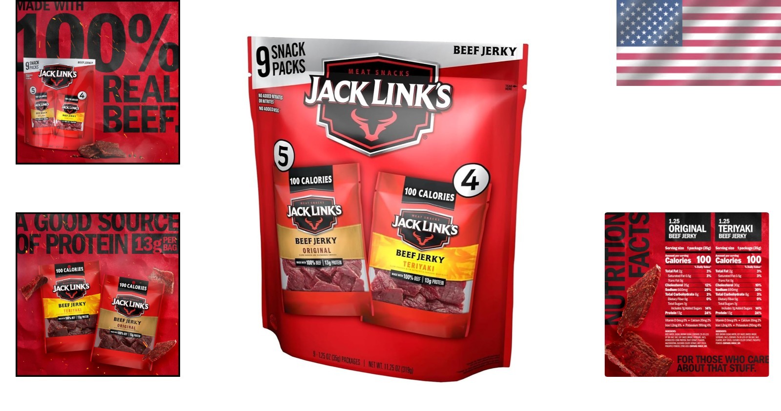 Protein-Packed Beef Jerky Variety Pack – 9bag Bulk Snack, 100% Beef