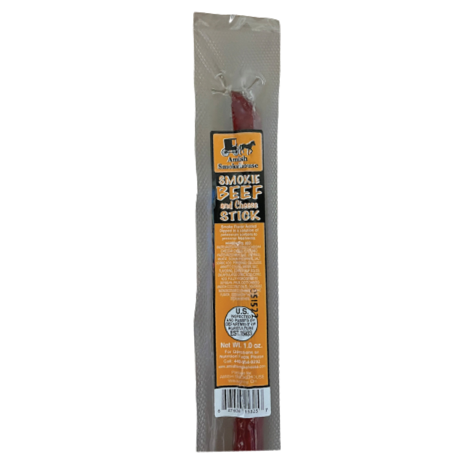 Full Box 24x Stick Amish Smokehouse Beef & Cheese 100% Beef Snack Stick | 1.25oz