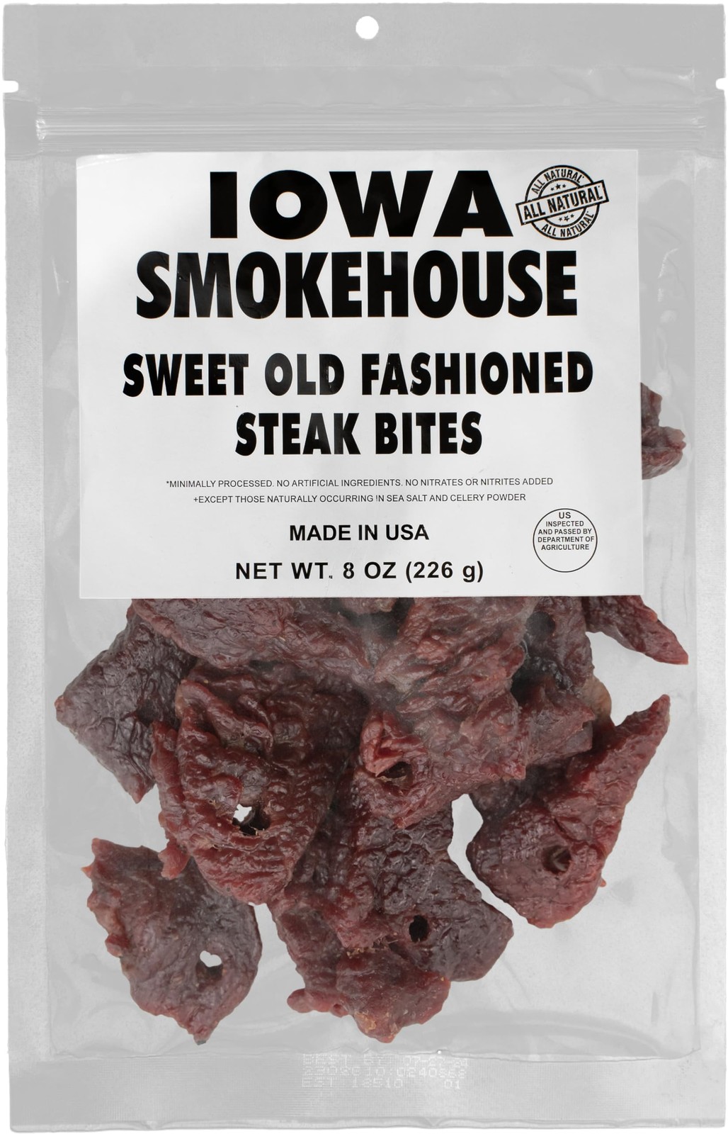 All Natural Gluten Free Beef Jerky 8 Ounce Resealable Bag Tender Flavorful Snack
