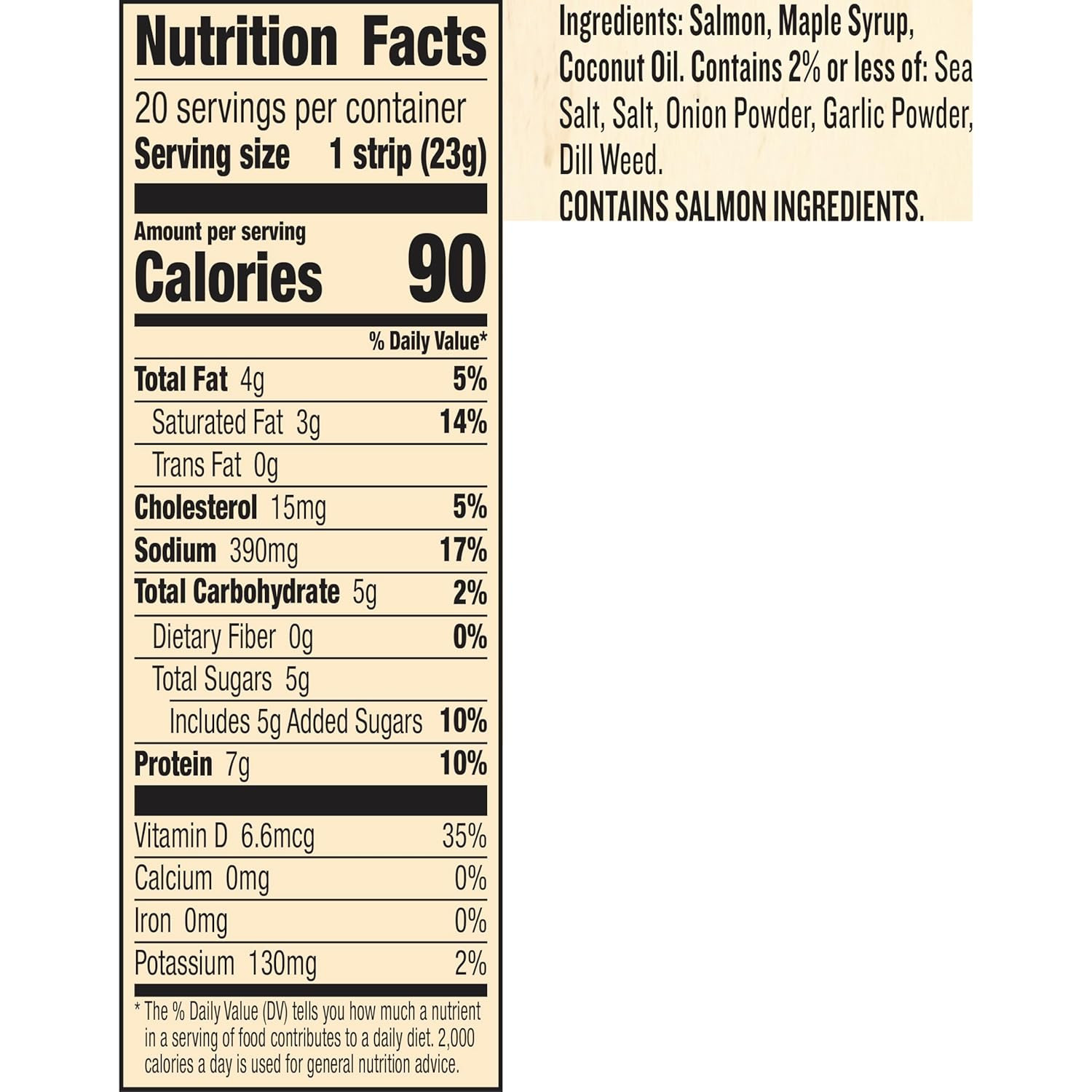 Wild Caught Salmon Jerky Protein Snack Strips 20 Count 0.8Oz Gluten Free Paleo