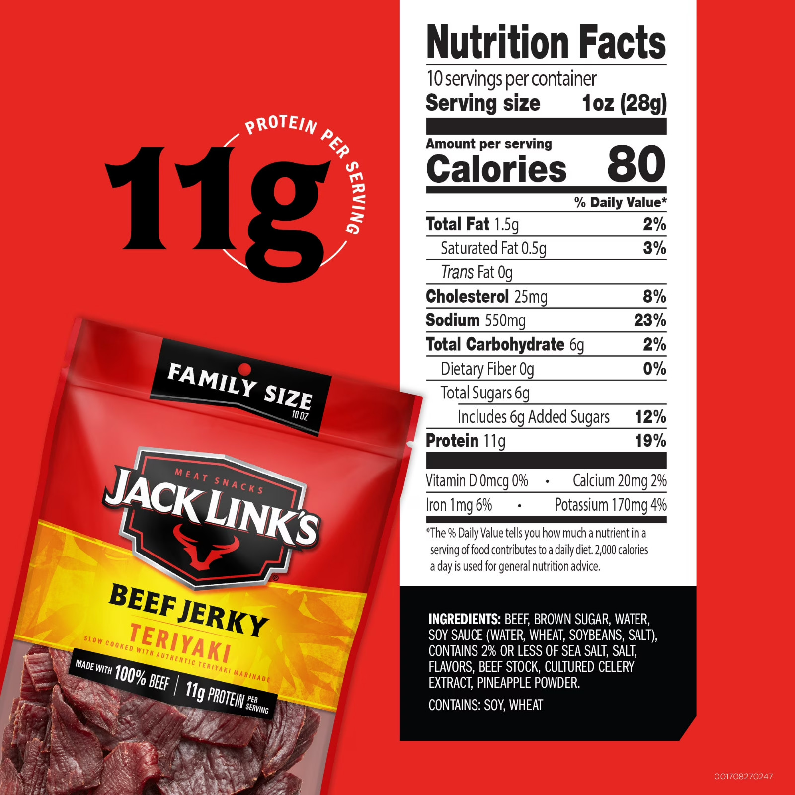 Jack Link’s Teriyaki Beef Jerky 10 oz Bag 3-Pack Fast Ship USA