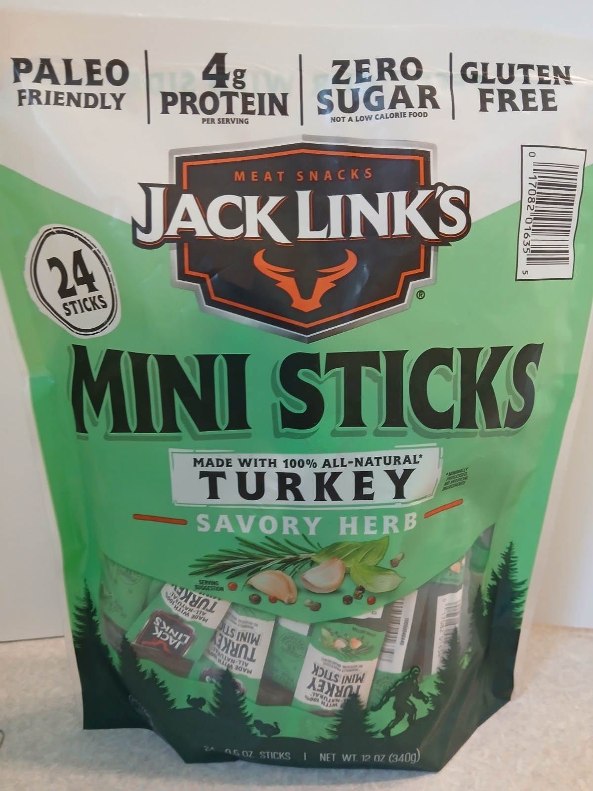 2 Jack Link’s Savory Herb Mini Turkey Stick 24 x 0.5 Oz EXP 07/2026 – 2 Big Bags