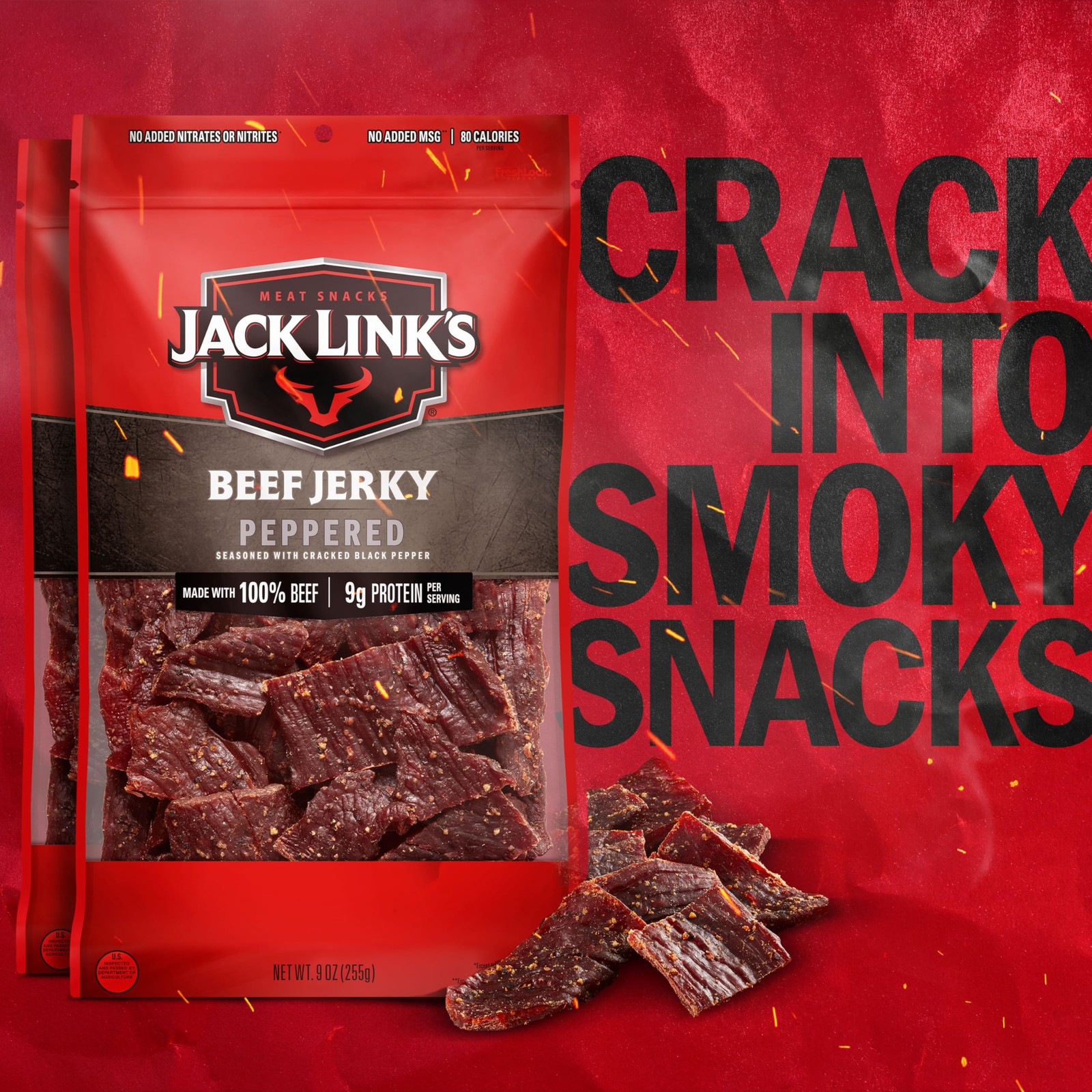 Jack Link’s Beef Jerky, Peppered, (2) 9 oz. Bags – Flavorful Everyday Snack with