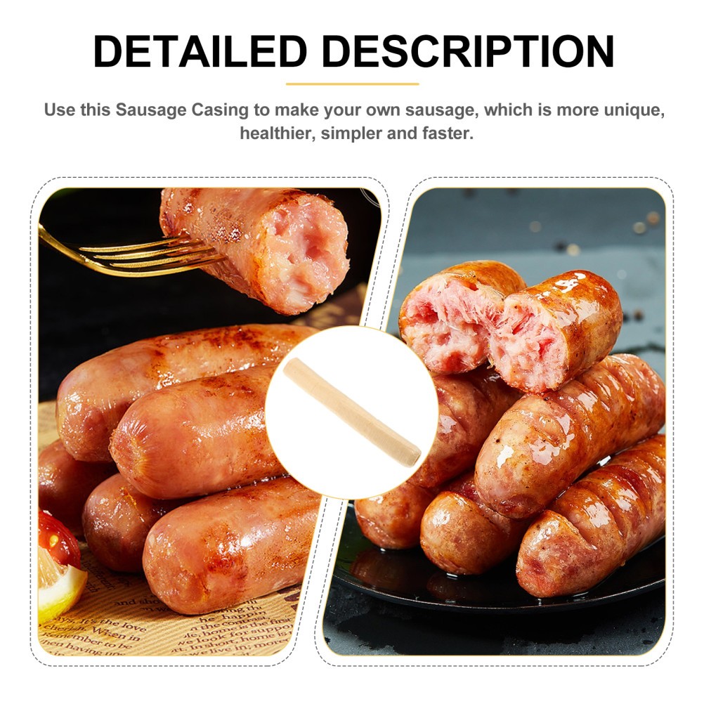 1 Set Elastic Collagen Sausage Casings for Kitchen Use Natural Edible Sleeve
