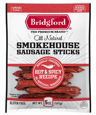Bridgford 2002 Smoked Sausage Sticks, Hot & Spicy, 5 oz. – Quantity 1