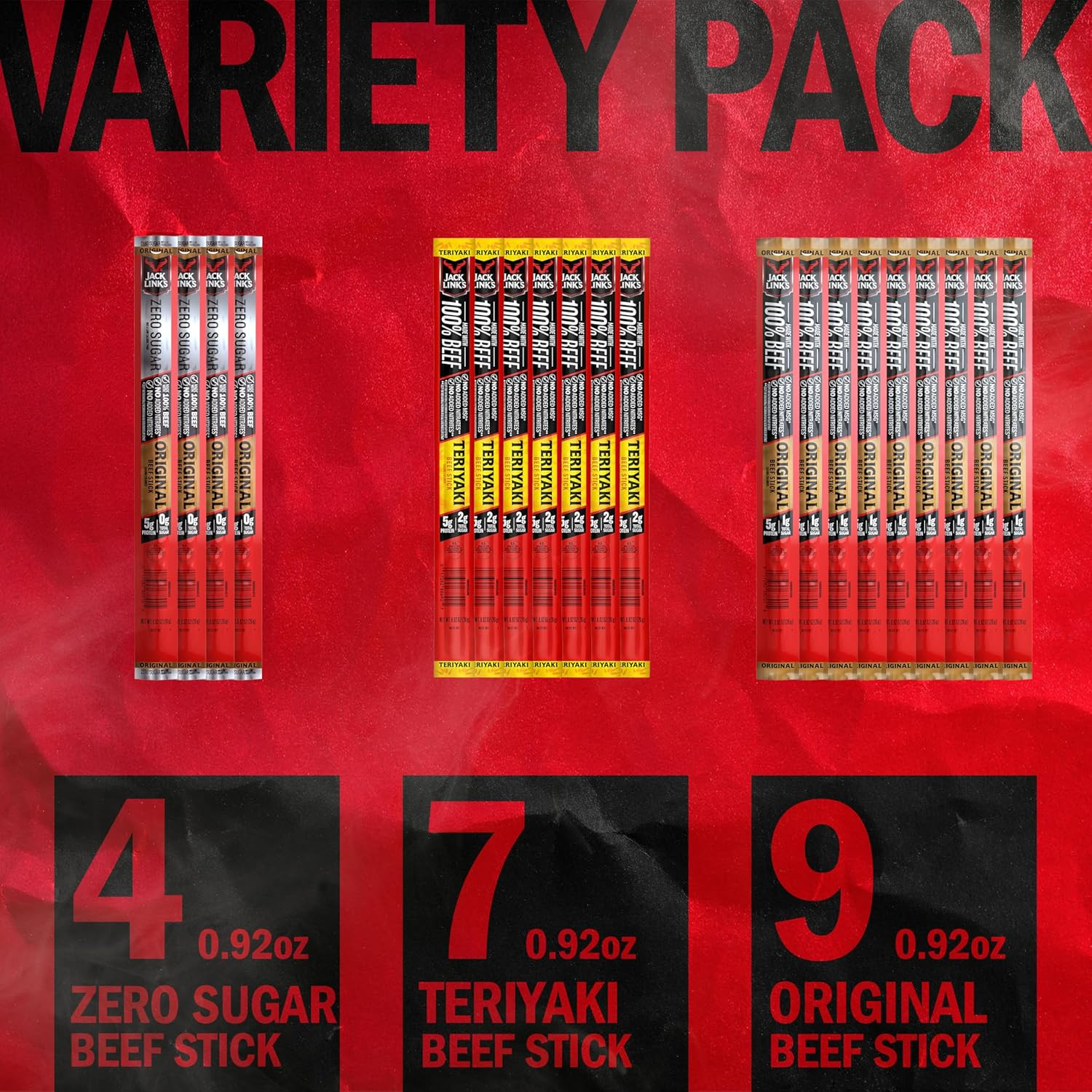 Jack Link’S Beef Jerky Sticks Variety Pack – (20 Pack) 0.92 Oz | Original, Teriy