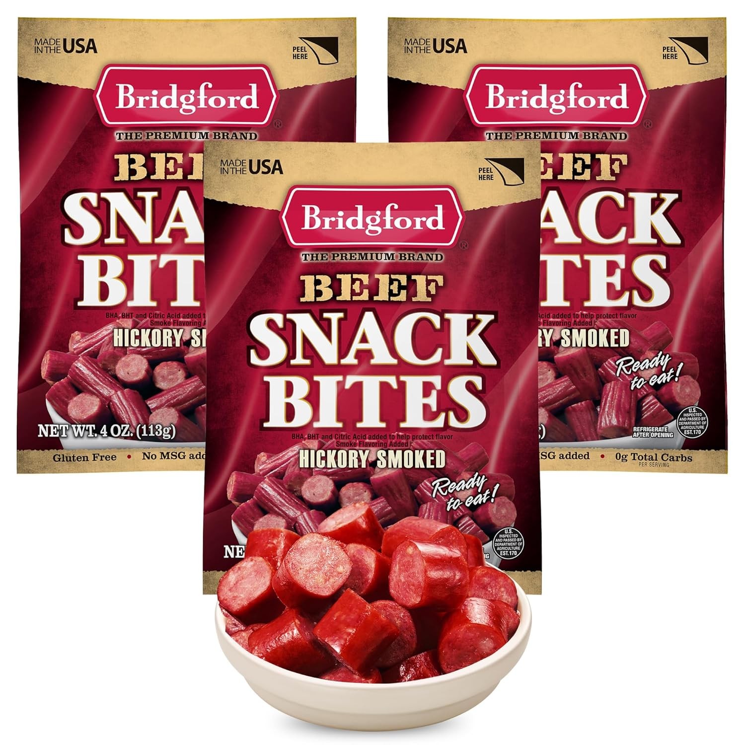 Bridgford Snack Bites Gluten Free, Pepperoni, 4 Oz (Pack of 3)