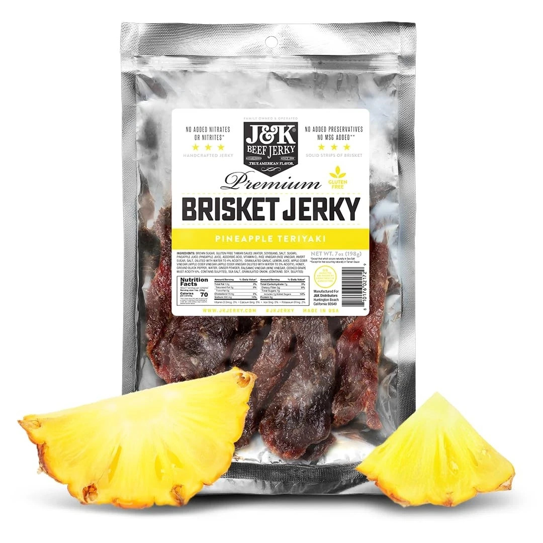 JK Jerky Beef Brisket Jerky – Pineapple Teriyaki – Hand Crafted Small Batch A…