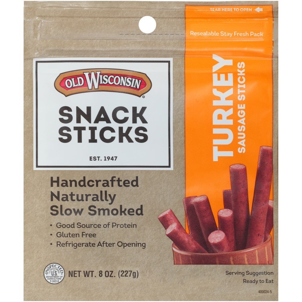 Turkey Sausage Snack Sticks 8 oz Pouch Natural Smoked Meat Snacks Beef Jerky