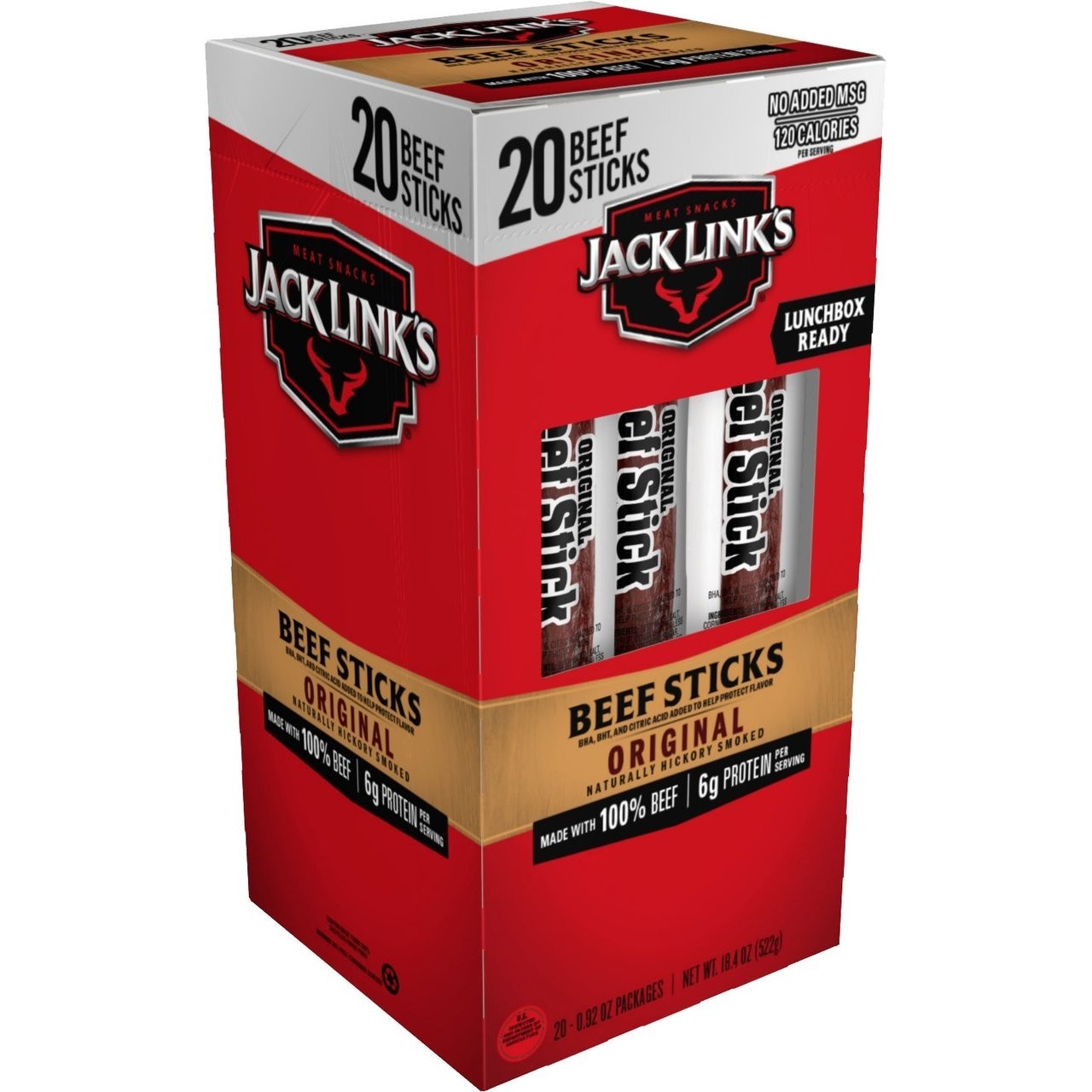 Jack Link’s Original Beef Jerky Sticks – 0.92 Ounce (Pack of 20), Multi-Color