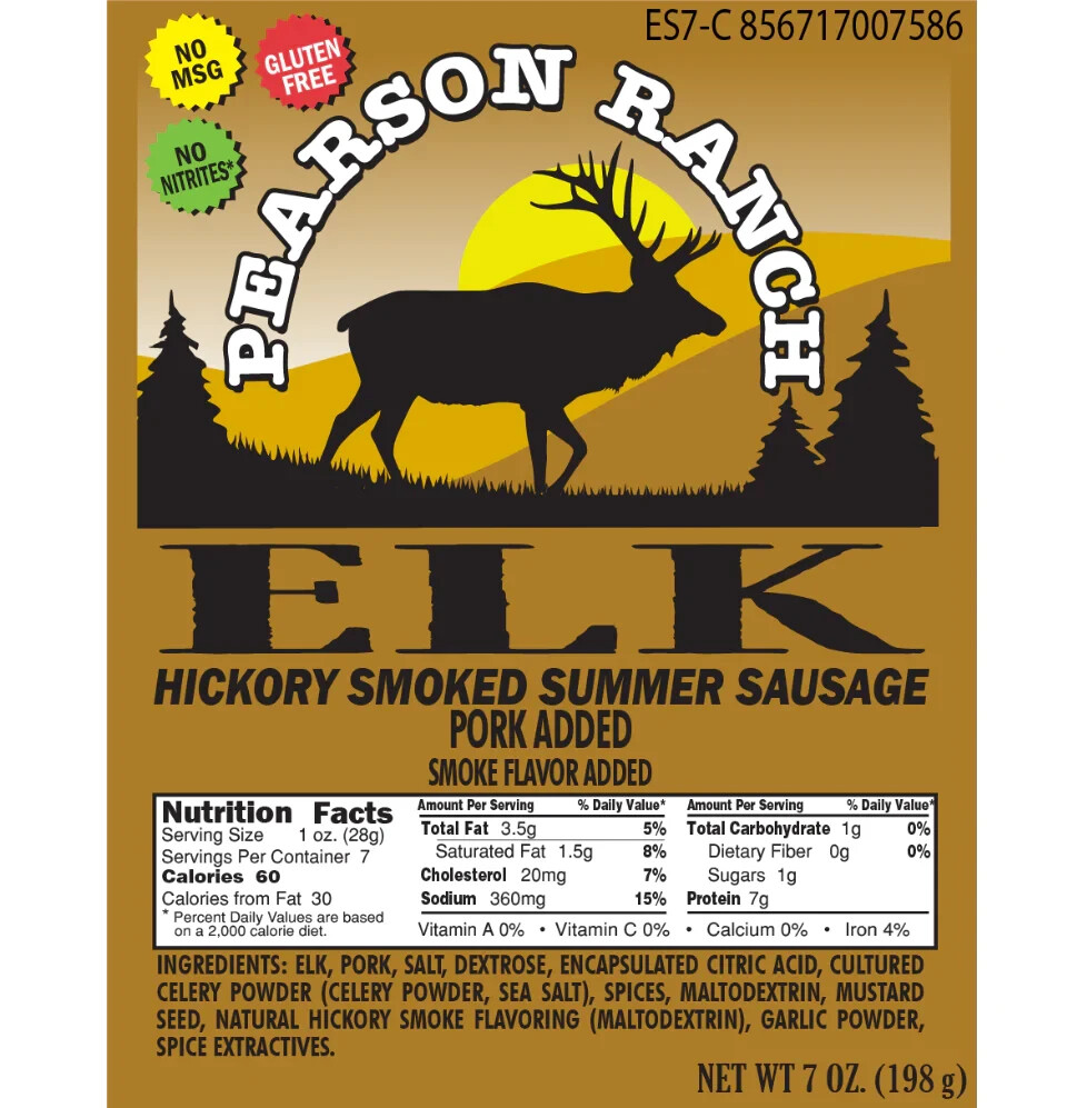 Pearson Ranch Hickory Smoked Wild Game Elk Summer Sausage – 7oz