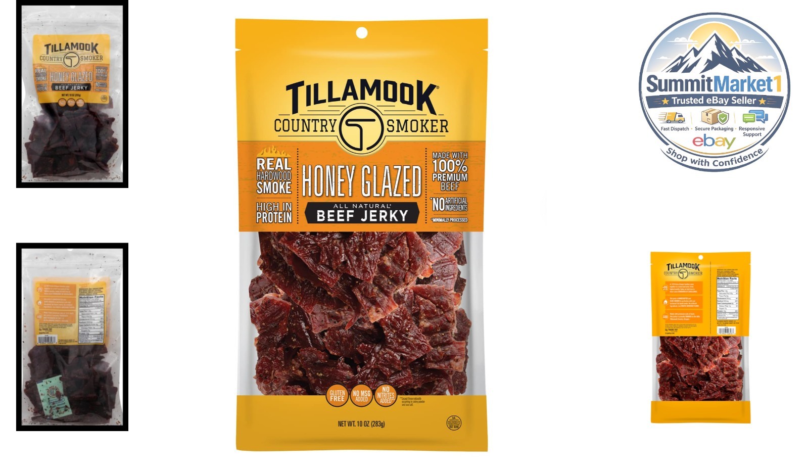 Real Hardwood Smoked Beef Jerky Honey Glazed 10 Ounce