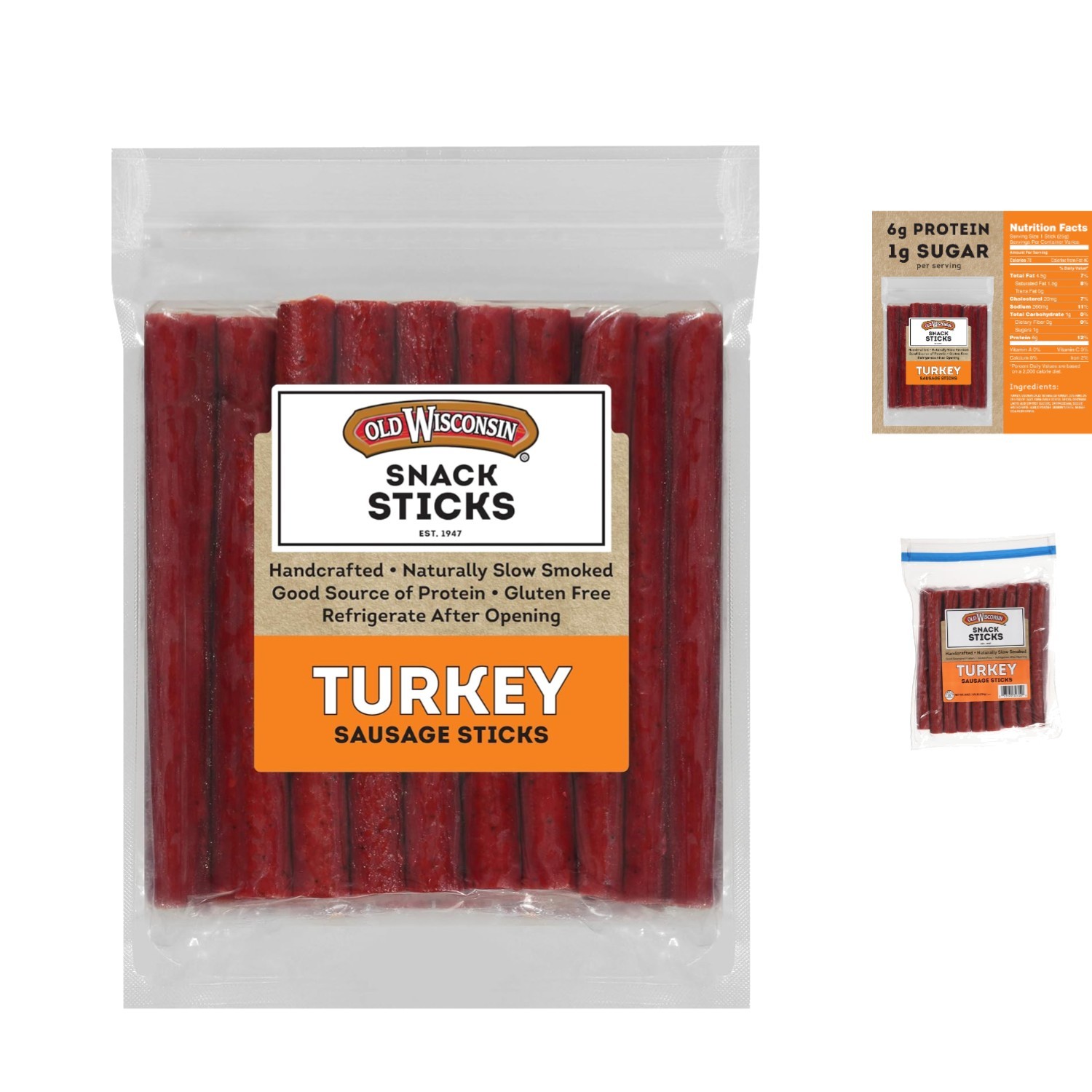 Keto-Friendly Turkey Sausage Snack Sticks – Naturally Smoked 28oz Resealable