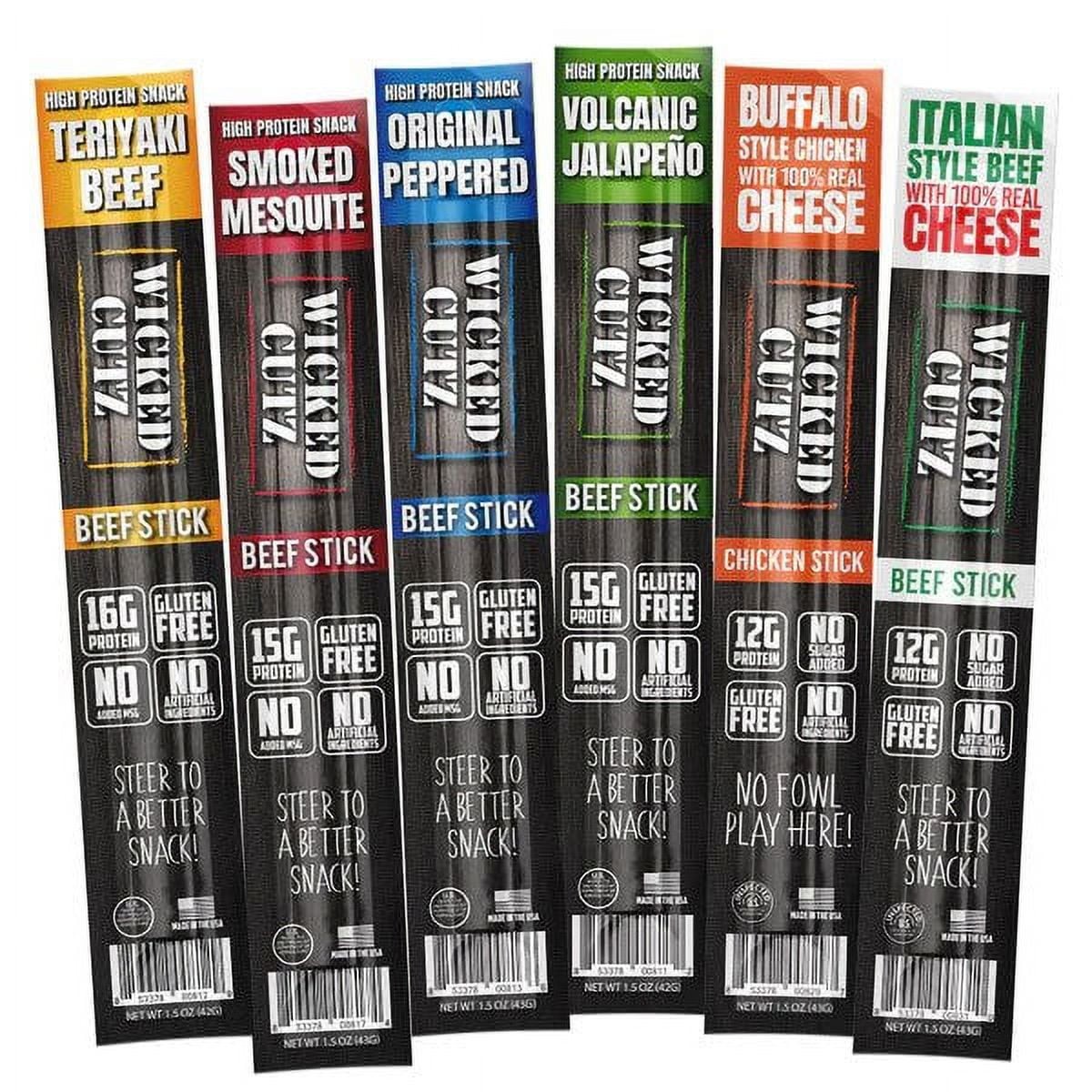 Premium Beef Jerky Sticks Protein-Rich 6-Flavor Variety Pack 1.5 oz 18-Pack