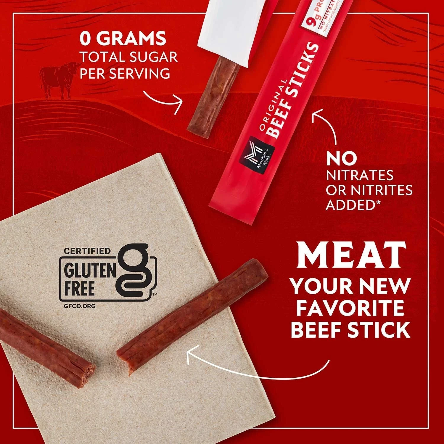 Member’s Mark Original Grassfed Beef Snack Sticks, 1 Ounce (Pack of 12)