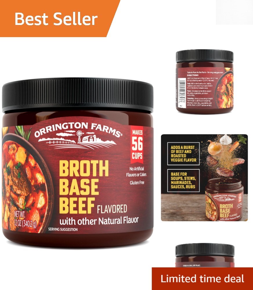 Savory Beef Broth Base, Gluten Free, 12 oz Jar – Instant Flavor to Your Dishes
