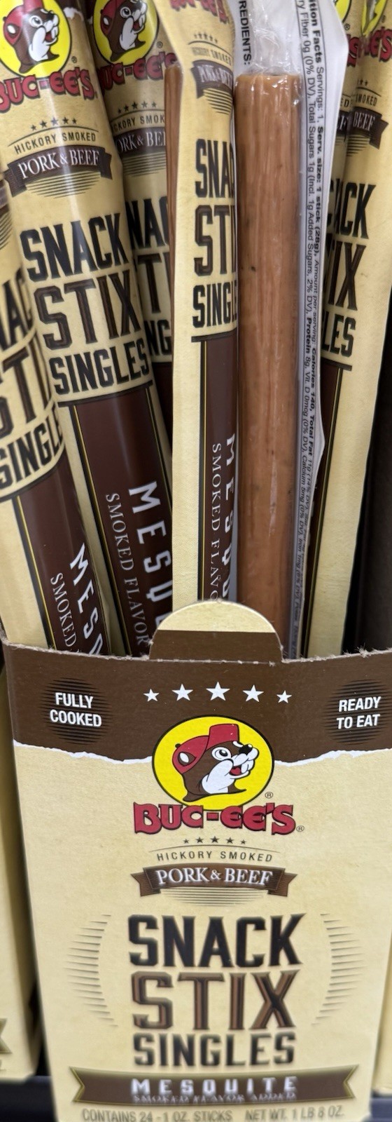 Buc-ee’s Beef Pork Snack Stick Set Of 5, Teriyaki, Garlic,Hot Spicy, Jalapeño, M