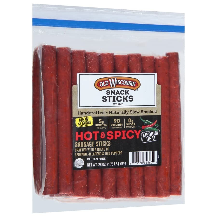 Delicious Hot & Spicy Sausage Sticks – Resealable 28oz, Perfect for Snacking