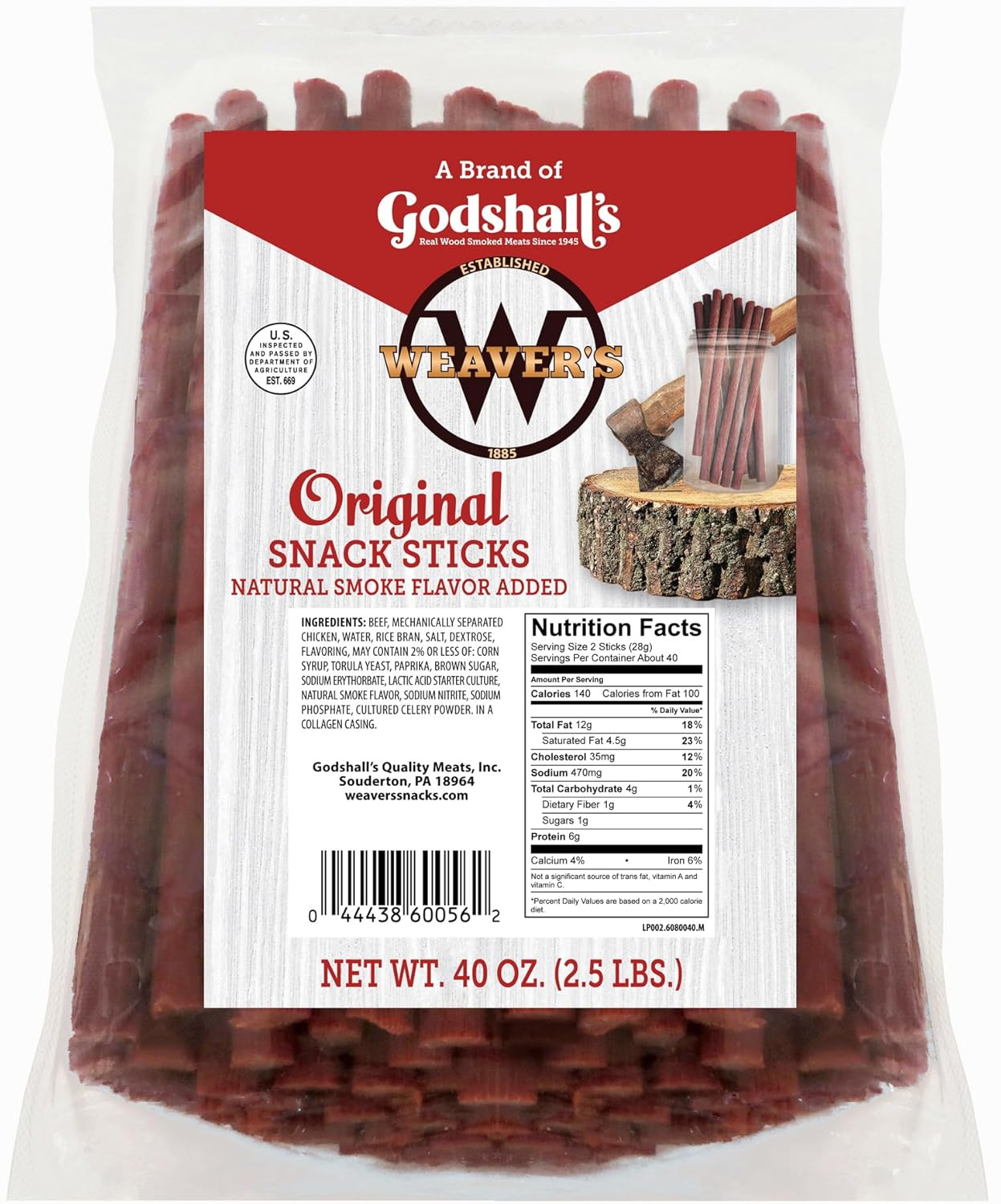 Beef & Chicken Snack Sticks Mild Flavor 80Ct 40Oz Bag