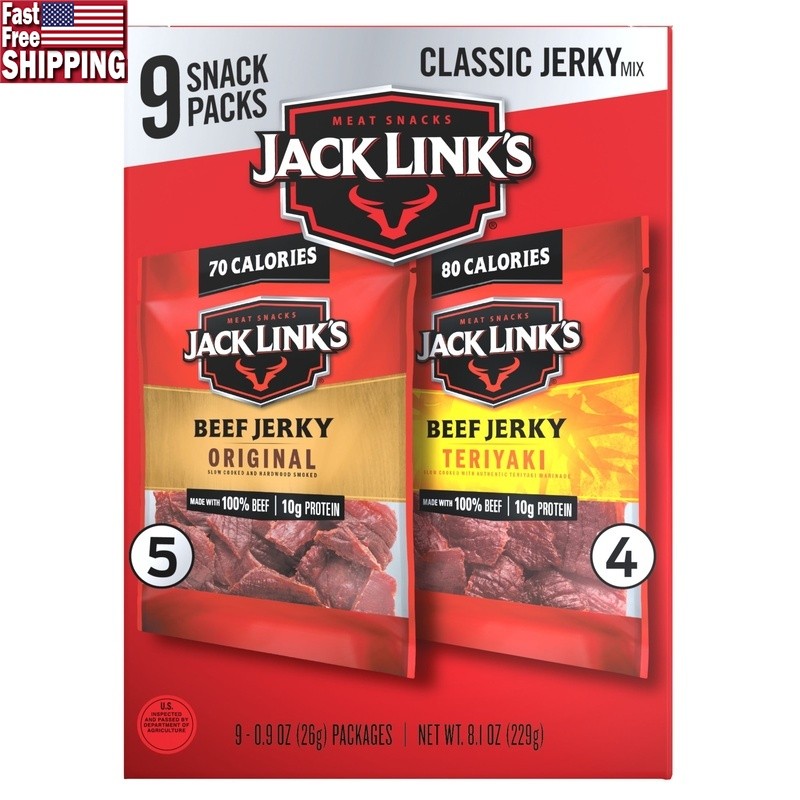 Beef Jerky Variety Pack Original Teriyaki High Protein Snack Pack 9 Count New