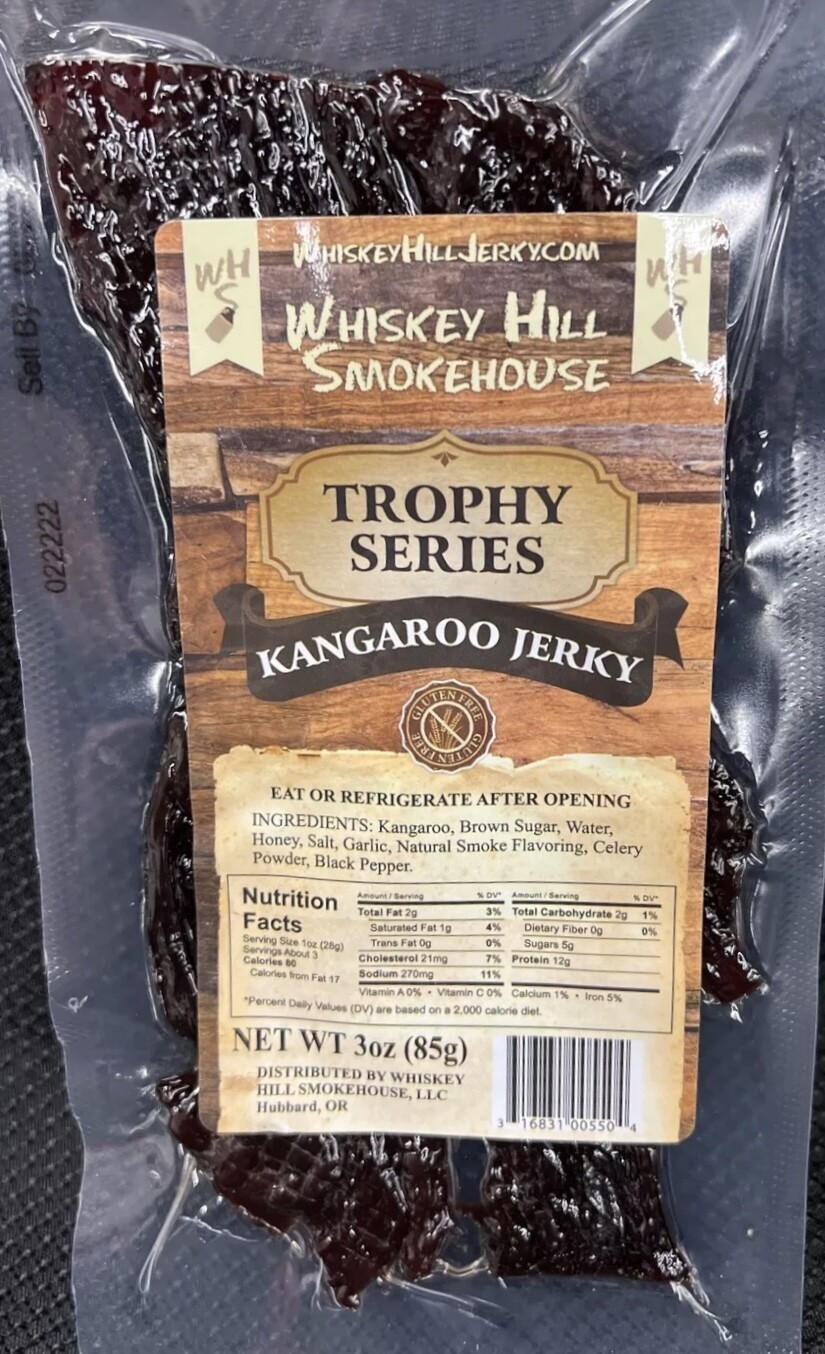Whiskey Hill Smokehouse Exotic Wild Game Kangaroo Jerky Gluten Free!!! Jerky Hut