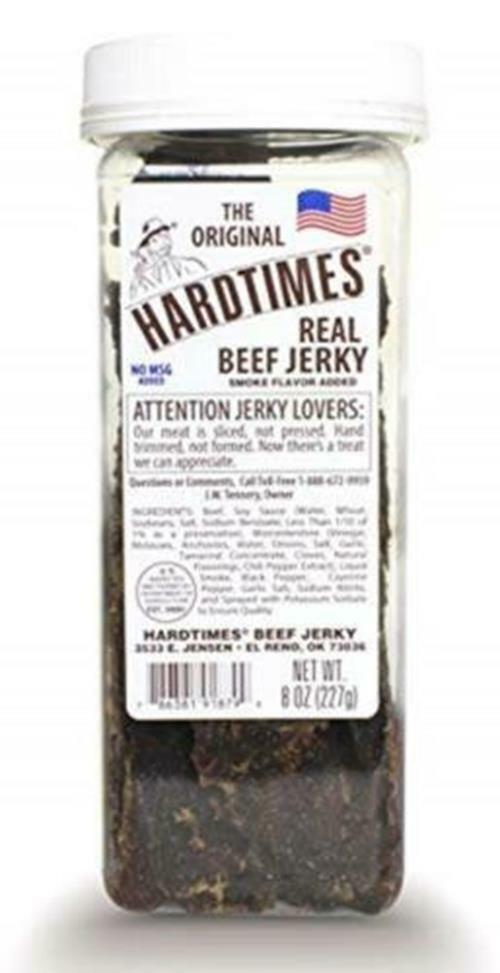 Hard Times 8oz Jar Original Real Beef Jerky Sliced Hand Trimmed Dry Tough
