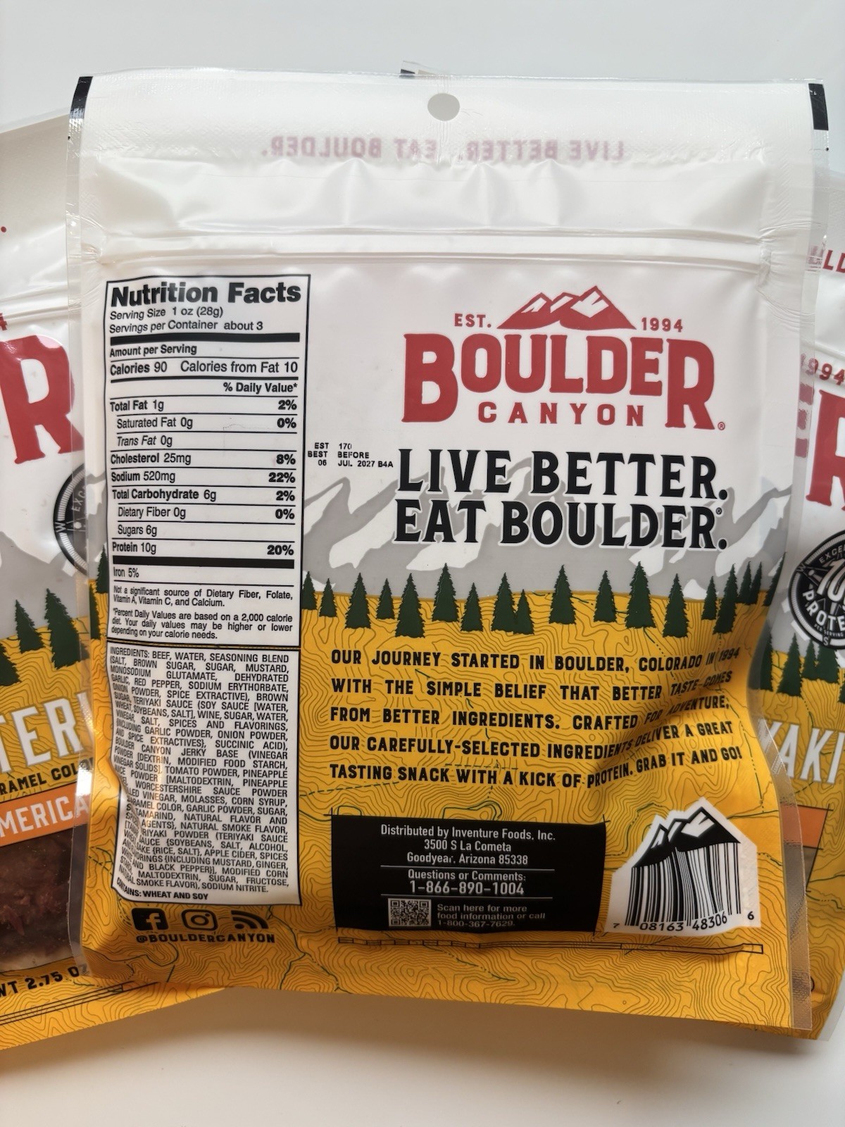 Boulder Canyon Trailhead Teriyaki Beef Jerky – 10g Protein, All-American Beef