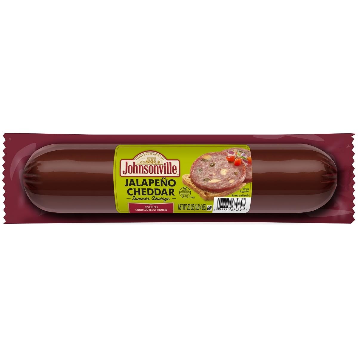 Johnsonville Jalapeno Cheddar Summer Sausage 1/20oz, Good Source of Protein, …