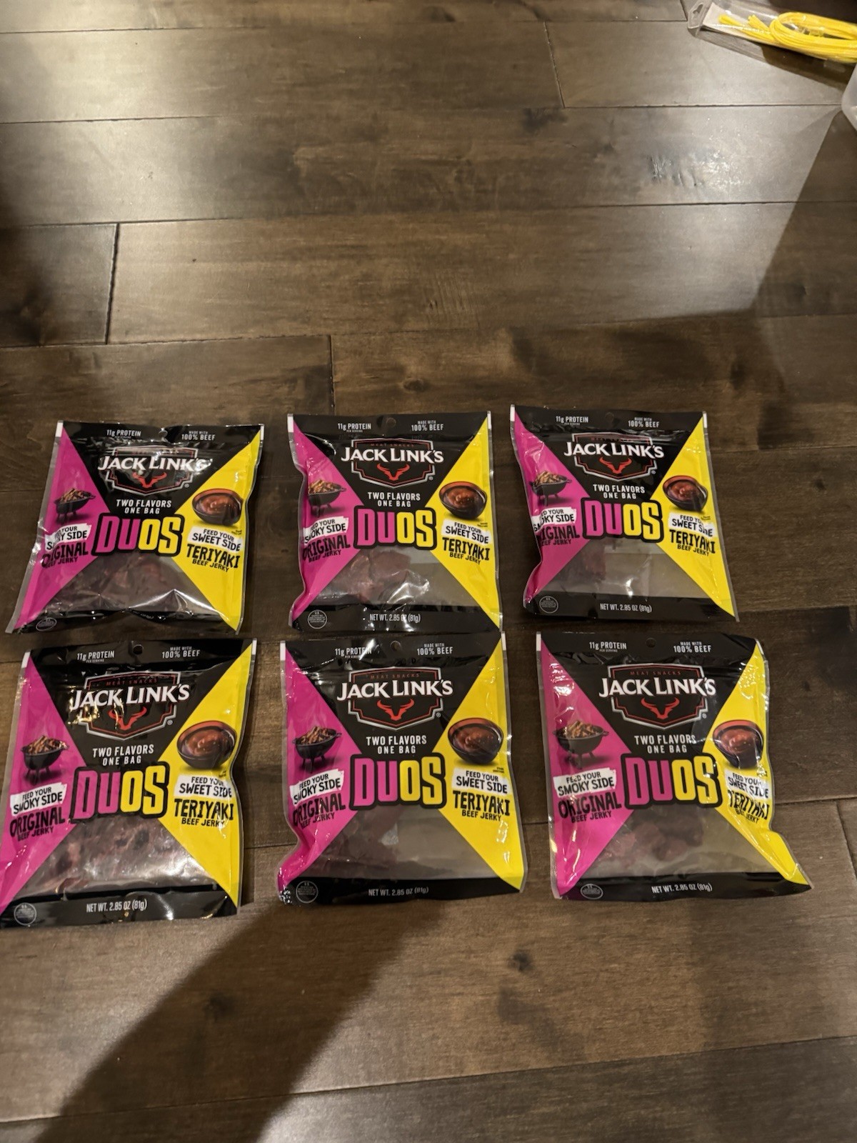6 Bags Of 2.85oz Jack Link’s Duos Original and Teriyaki Beef Jerky