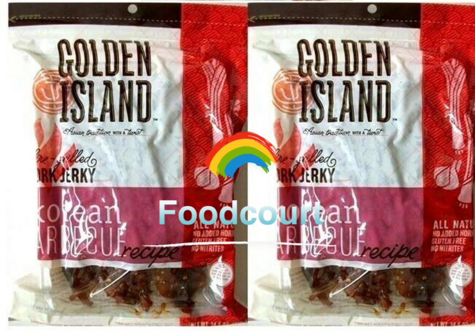 2 Packs Golden Island Korean BBQ Pork Jerky 14.5 oz Each Pack