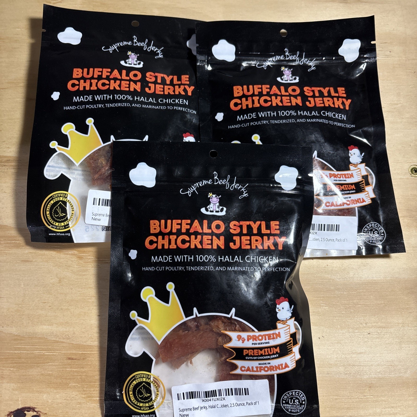 Lot of 3 Supreme Beef Jerky, Halal Chicken Jerky, Zabiha Halal Certified Jerky,