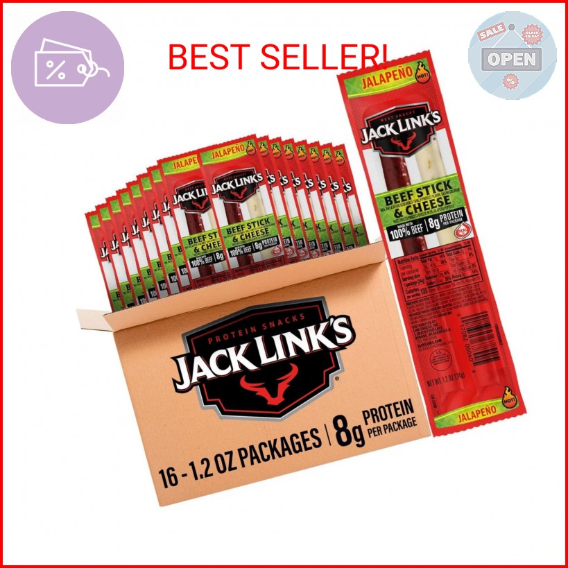 Jack Link’s Jalapeno Beef Jerky Sticks and Cheese Sticks Combo – (16 Pack) 1.2 o