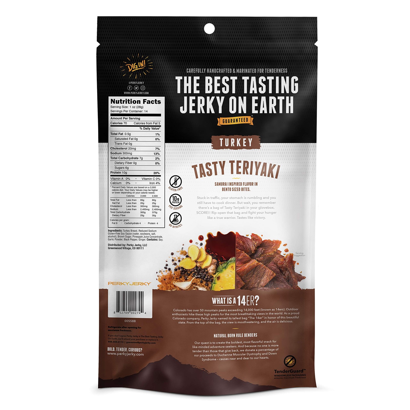 Perky Jerky Tasty Teriyaki Turkey Jerky, 14oz – Low 14 Ounce (Pack of 1)