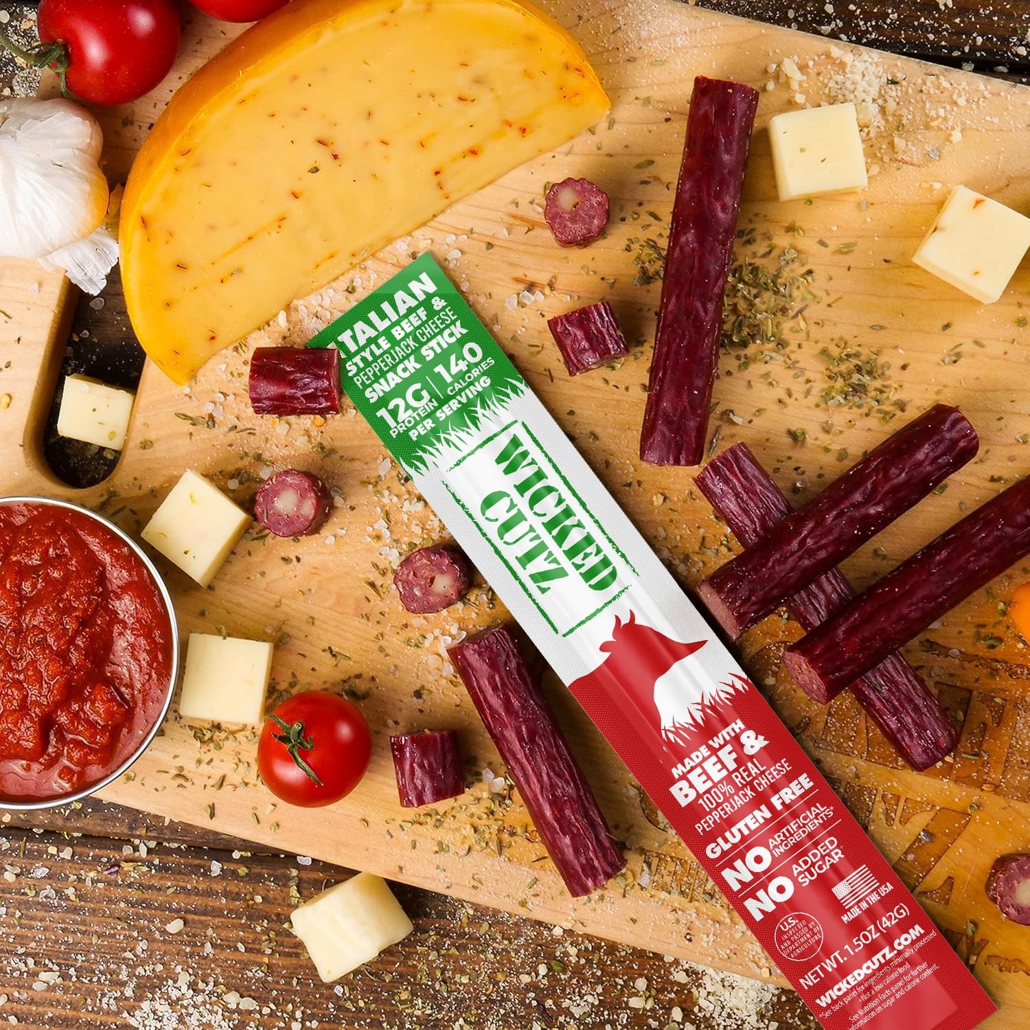 Italian Beef & Cheese Sticks, 12g Protein Per Beef Stick, Tender & Juicy Meat…