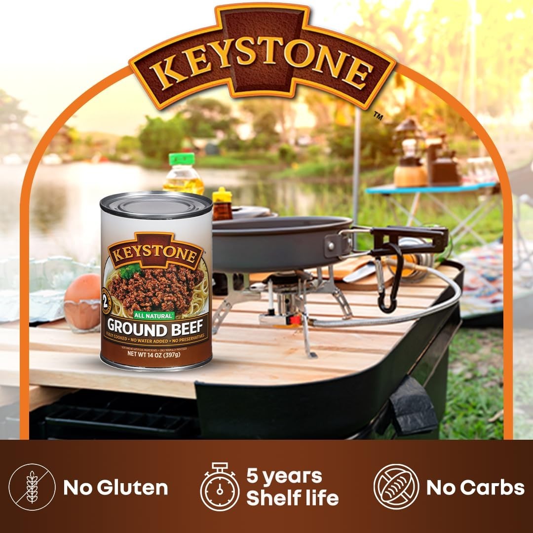 Meats All Natural Heat & Serve Ground Beef 14 Oz Fully Cooked Canned Meat 5- …