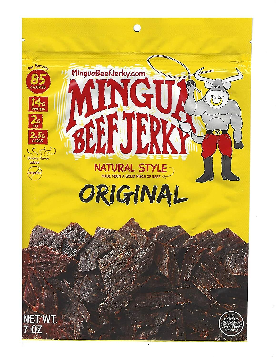 Mingua Beef Jerky Original (Mild), 7 oz [3-Bags]