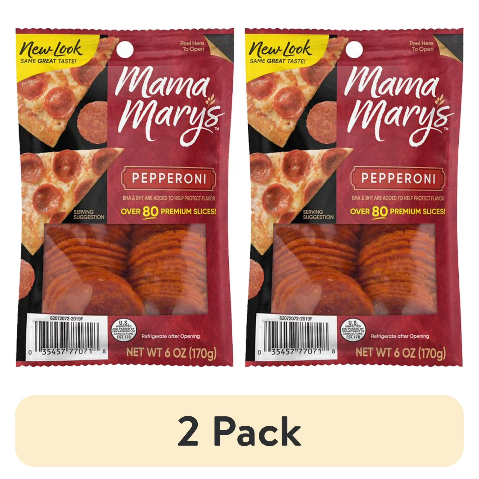 (2 pack) Mama Mary’s Pepperoni Slices, Sliced Pepperoni, 6 oz pack