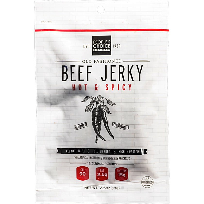 People’s Choice Beef Jerky Hot & Spicy Our Gehrke Shop 2.5oz. Bag