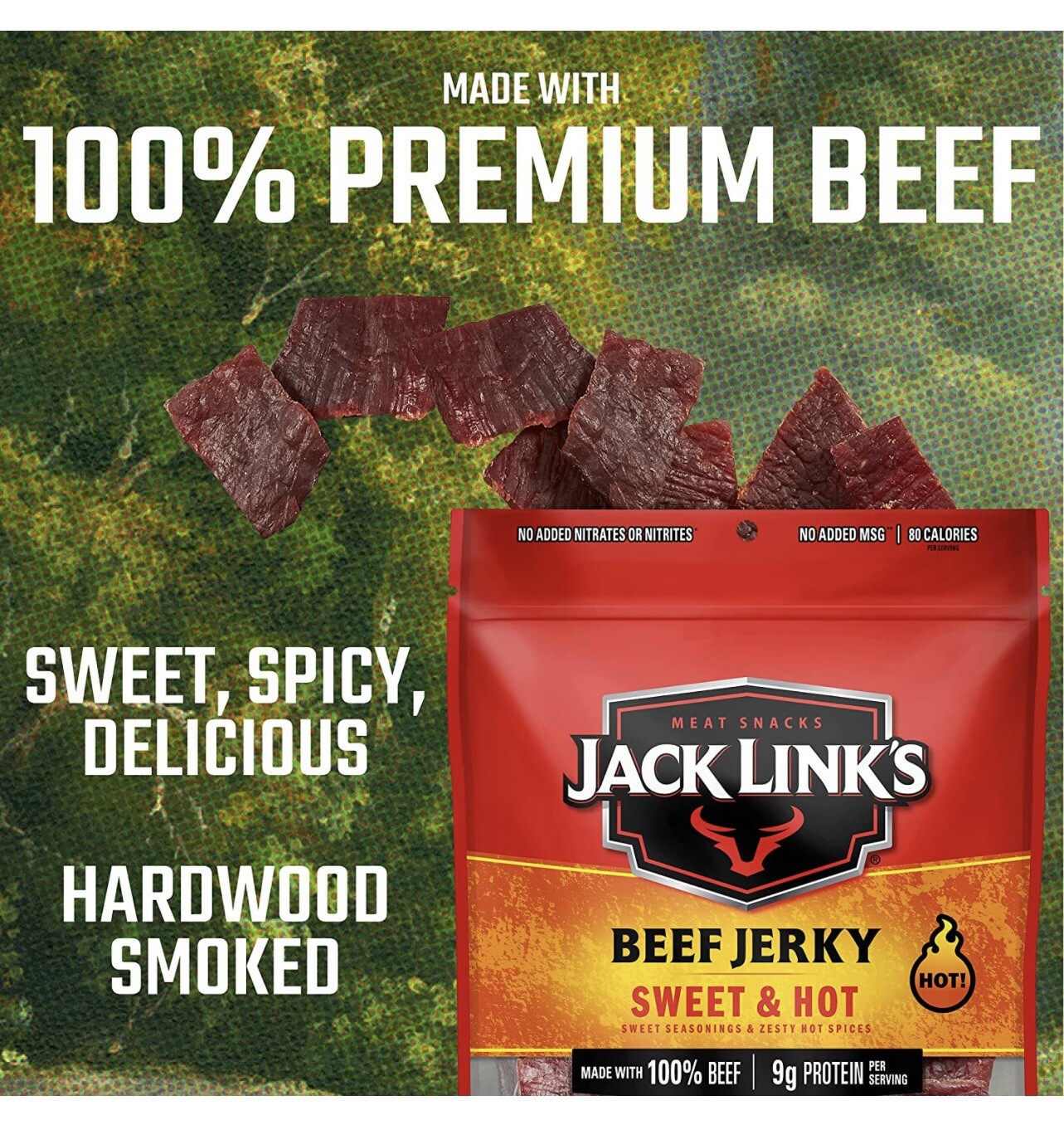 Jack Link’s Beef Jerky, Sweet & Hot – Spicy Everyday Snack, 9 Oz. (Pack of 2) !!