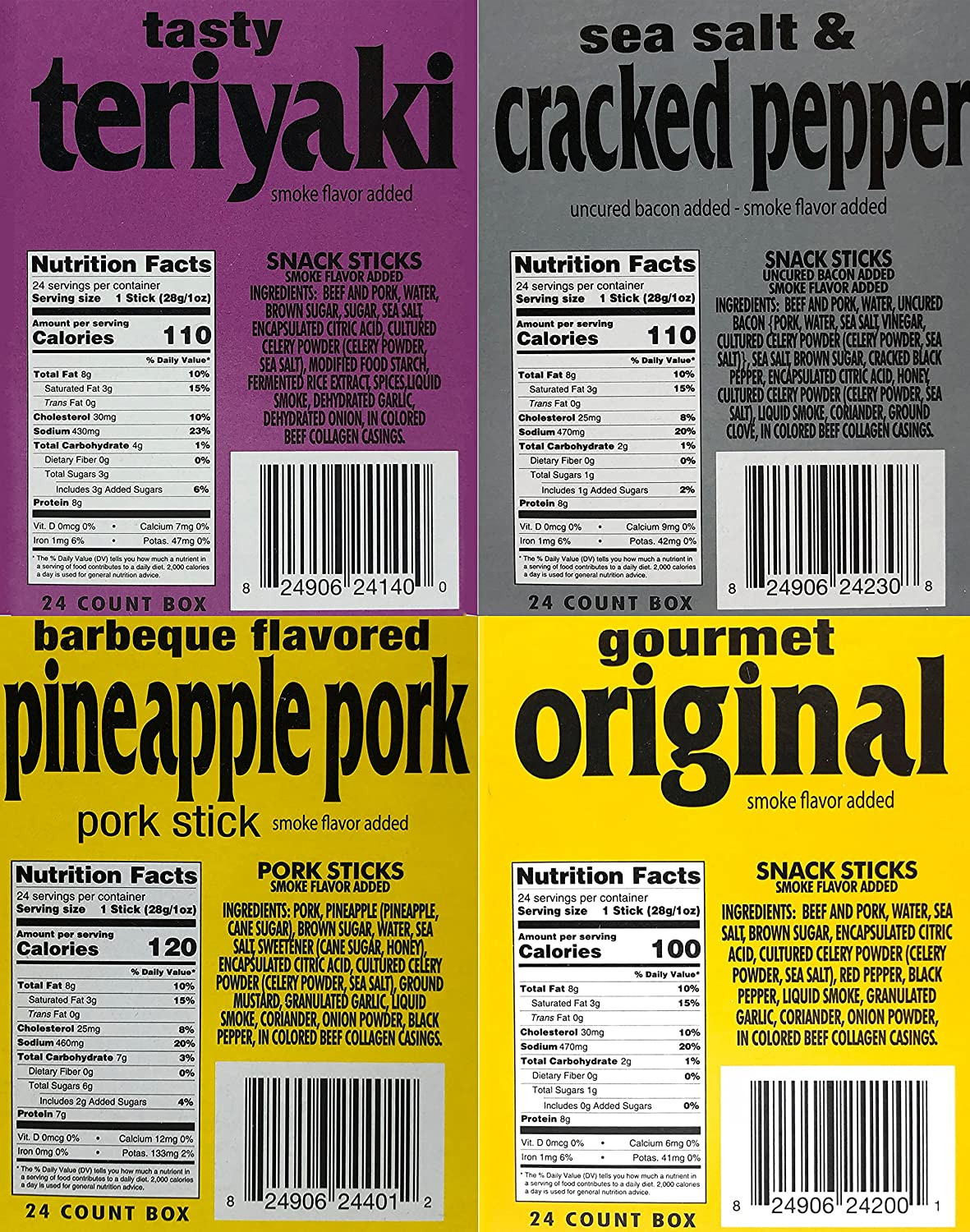 Meat Sticks Variety Pack of 40 – 8 Flavors of Pork and Beef Jerky