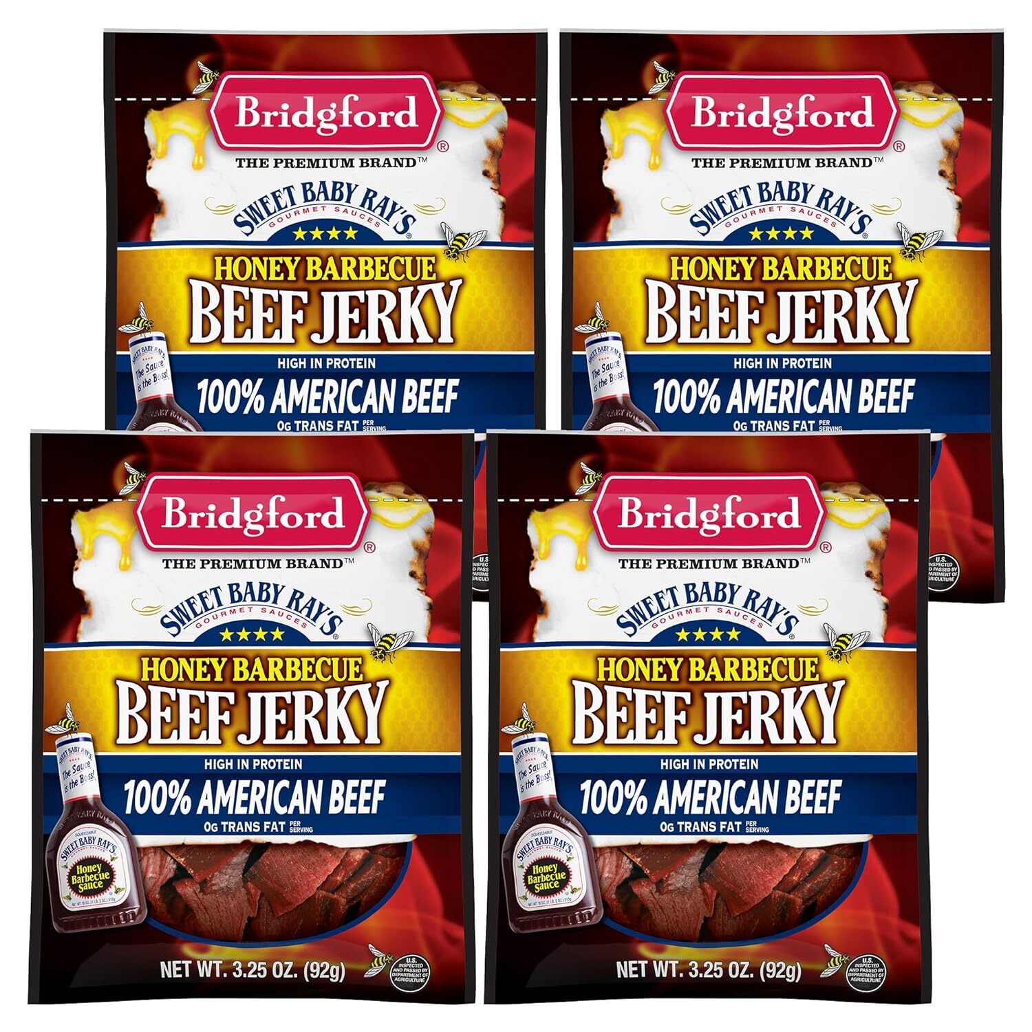 Bridgford Sweet Baby Ray’s High Protein Beef Jerky (3.25 Ounce (Pack of 4))