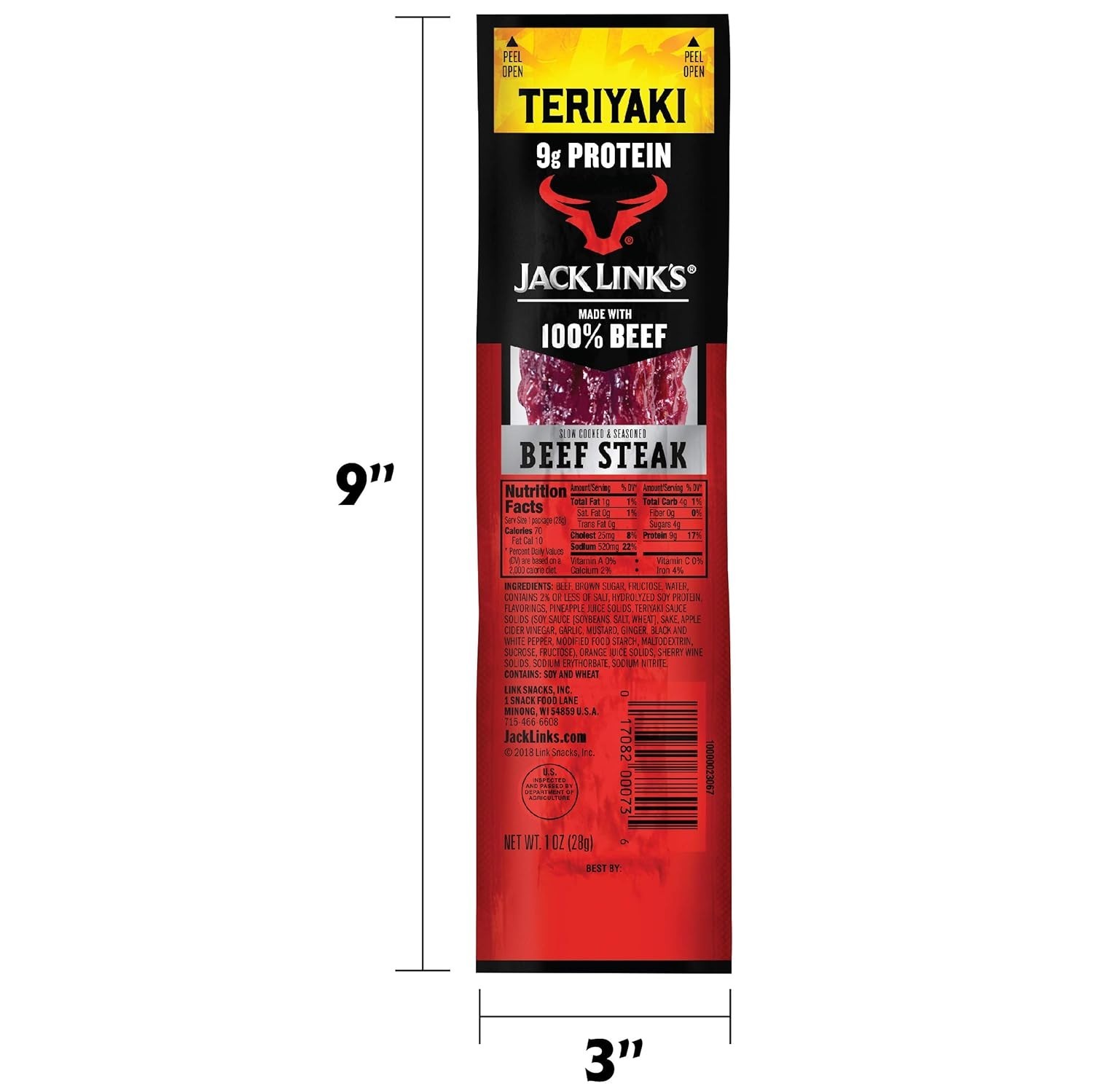 Savory Teriyaki Beef Steaks – 12 Individually Wrapped Protein Snacks, 1 oz Each