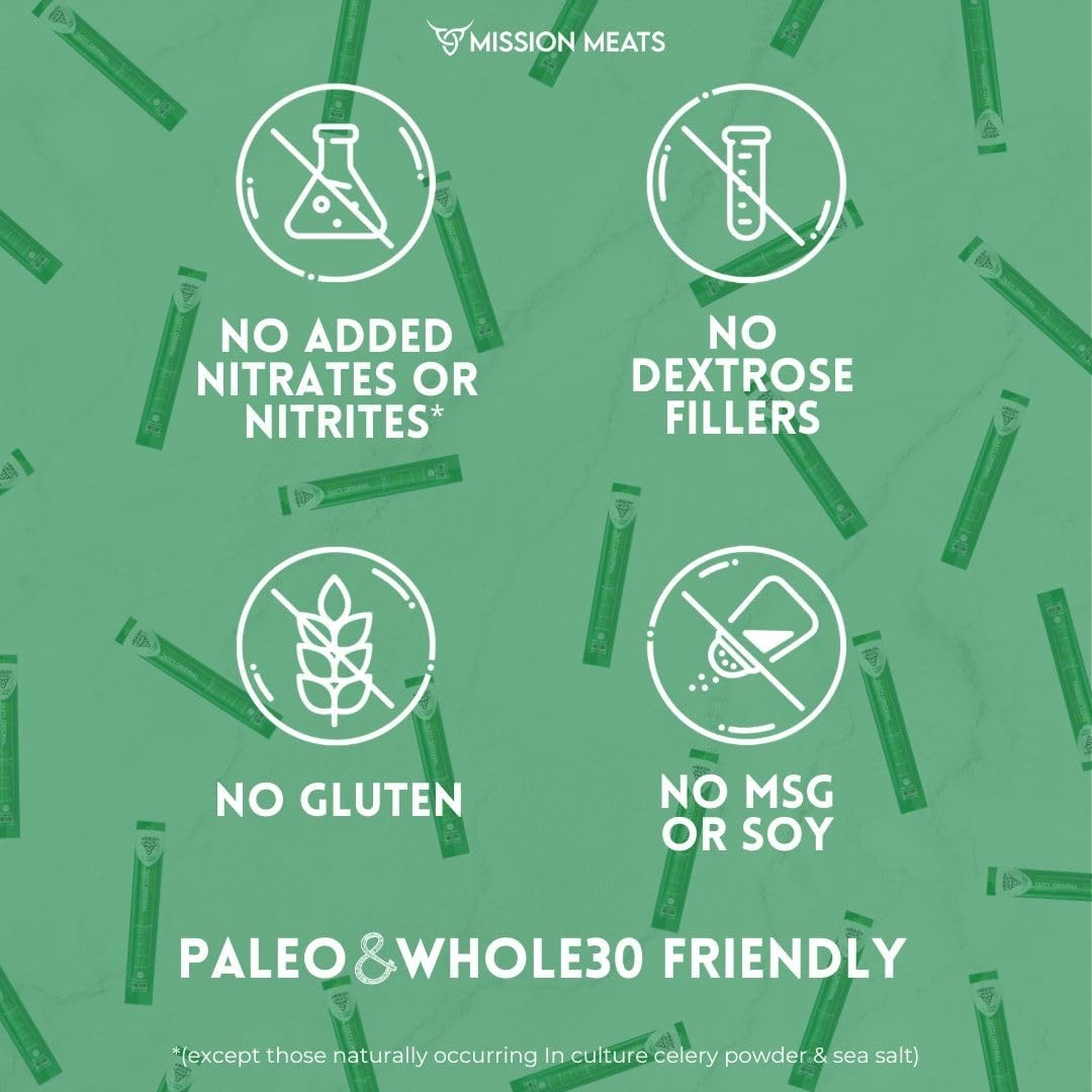 100% Grass Fed Beef Sticks – Zero Sugar, Gluten Free, Healthy Snacks, 1oz (24 Pa